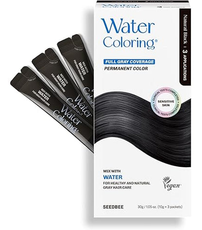 Water coloring Full Gray Coverage    Natural Black , Dark Brown , Medium Brown , Wine